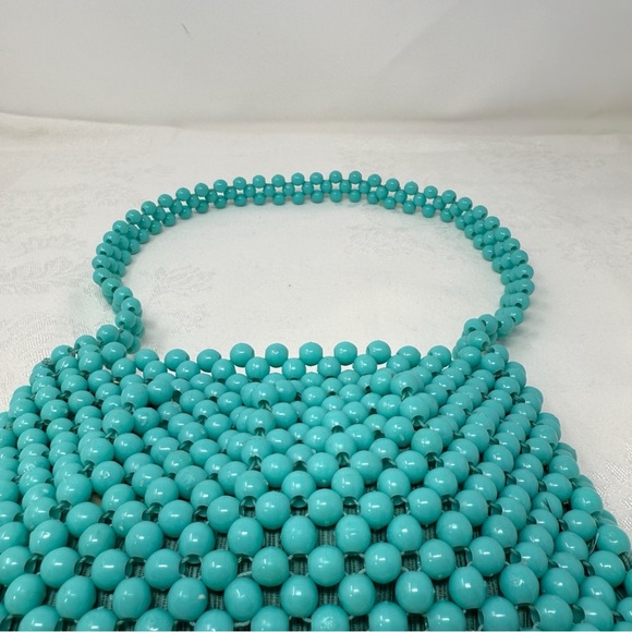 Prentice Vintage Made in Italy Turquoise Beaded Shoulder Bag Purse Handbag - Picture 4 of 16